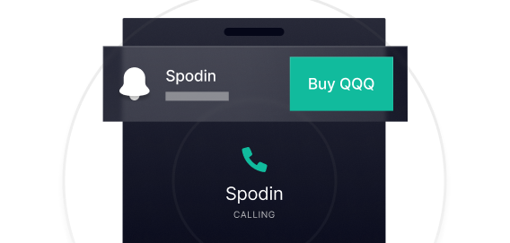 Screenshot of Spodin calling app, a closed-system price alert service that sends personalized alerts via call or text message.
