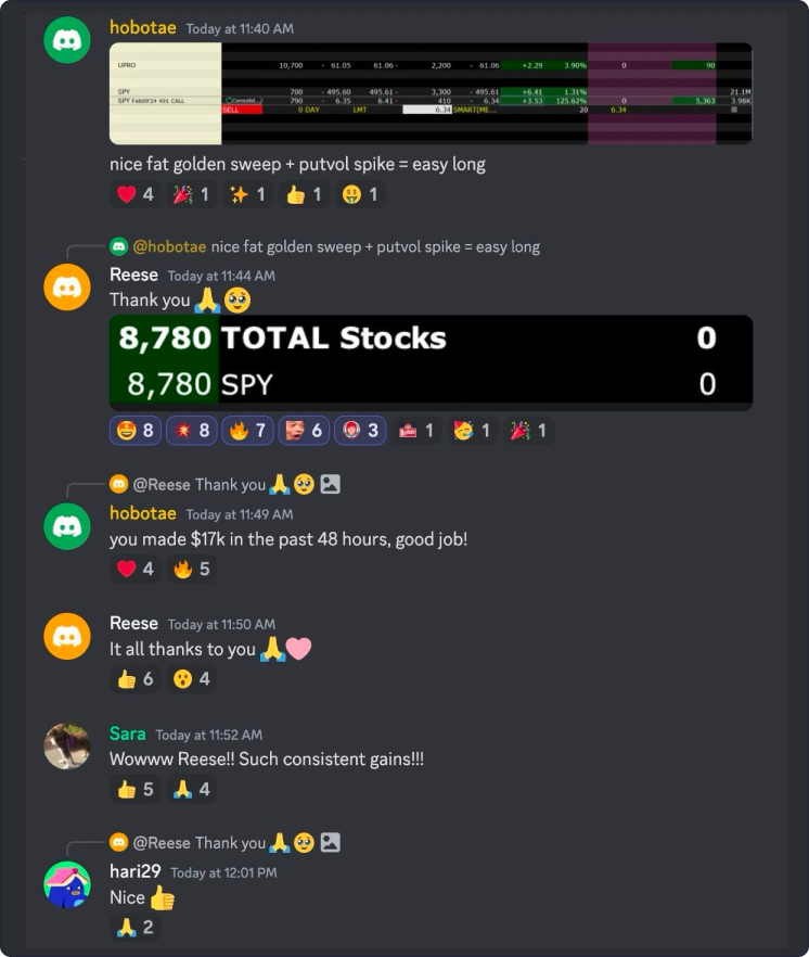 User shows trading proof that they have made $8,780 on a day trade of SPY. They have made $17,000 in 48 hours.