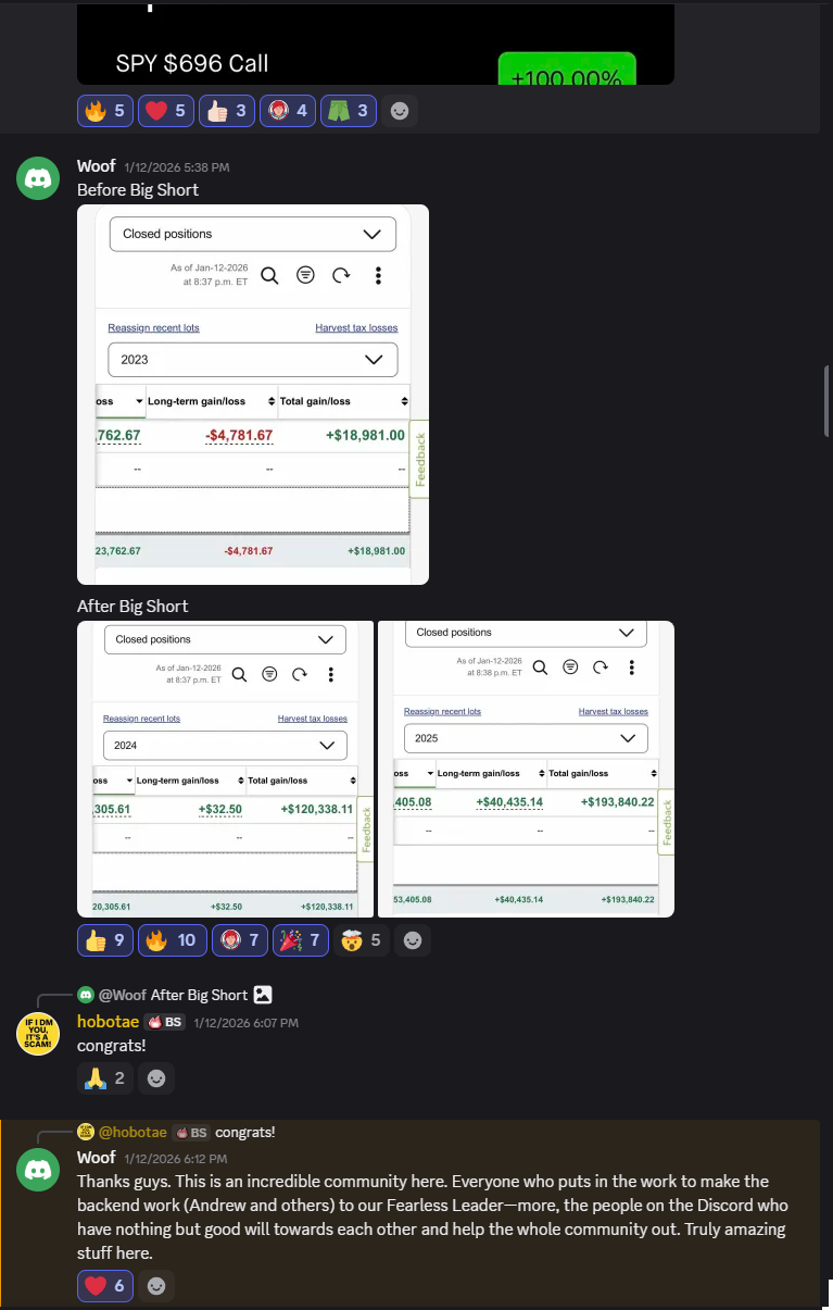 Trader testimonial — before/after BigShort P&L